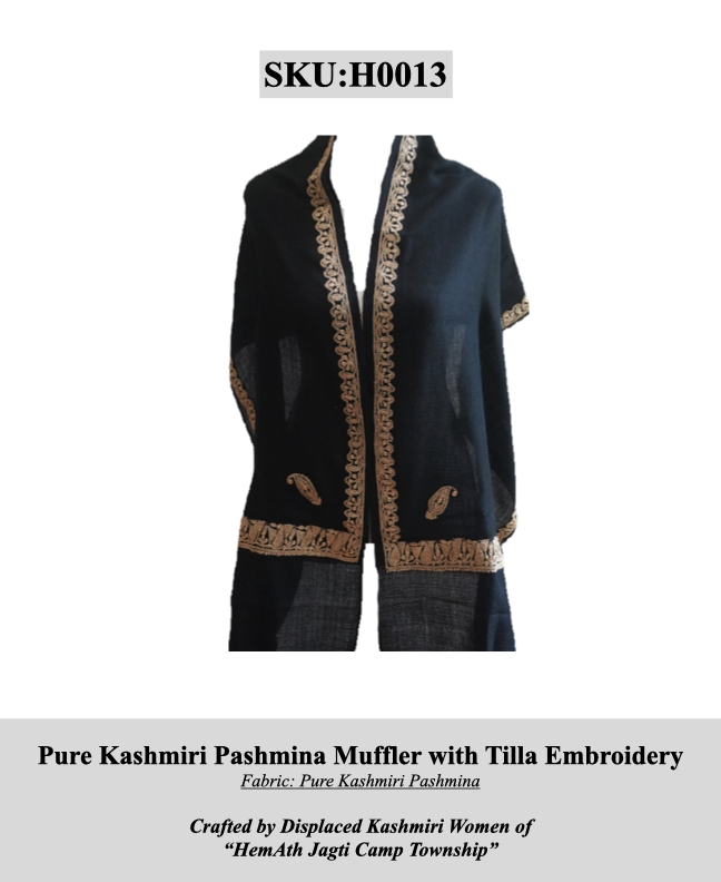 Pure Kashmiri Pashmina Muffler with Tilla Embroidery