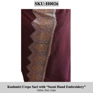 Kashmiri Crepe Sari with Sozni Hand Embroidery