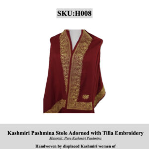 Kashmiri Pashmina Stole Adorned with Tilla Embroidery